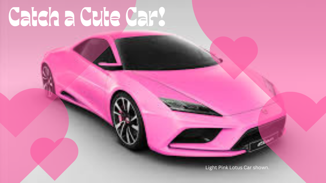 pink car surrounded in hearts