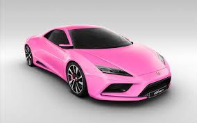 sleek, pink, semi-matte sports car