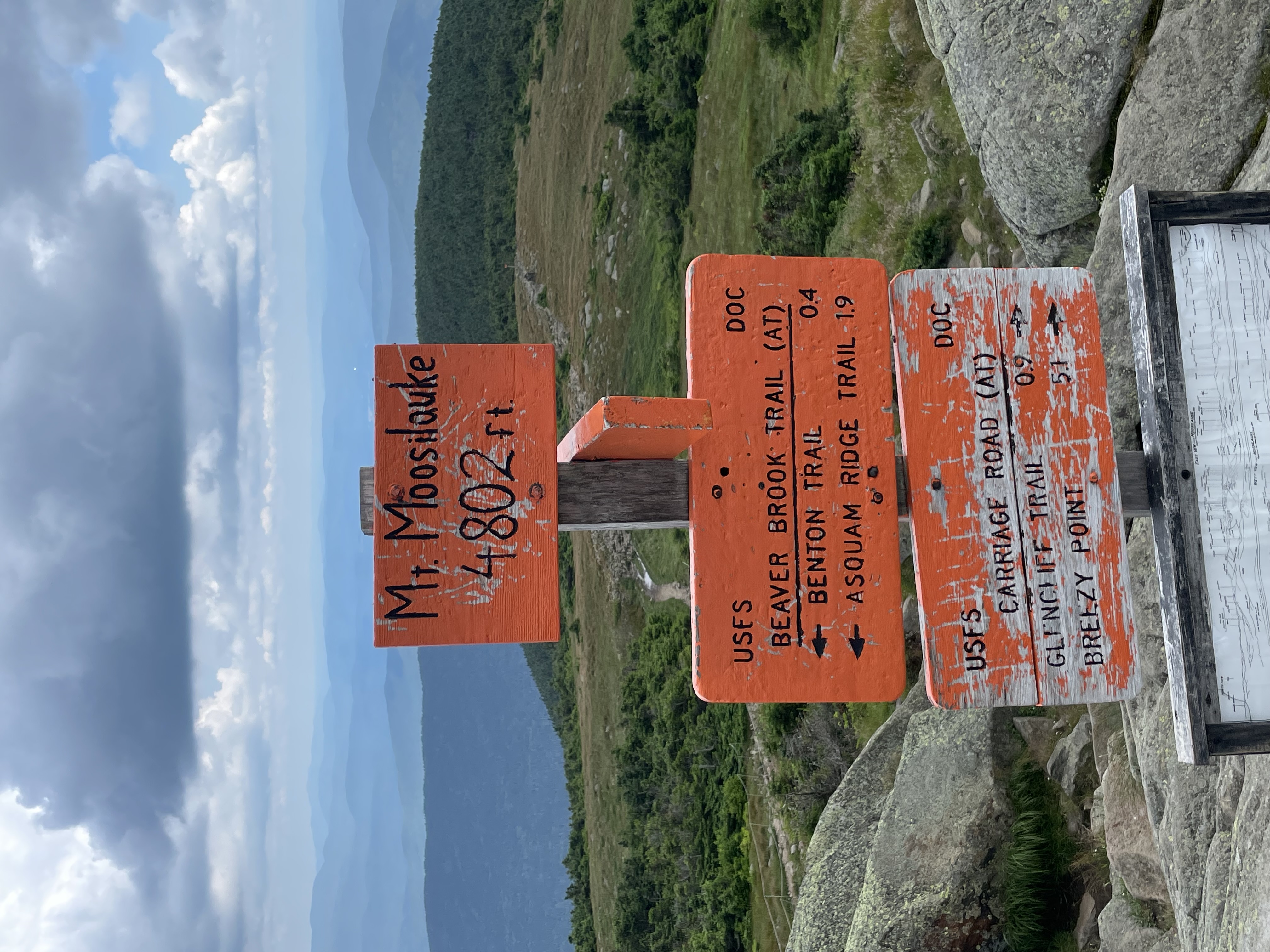 at the top of mount Moosilauke in New Hampshire