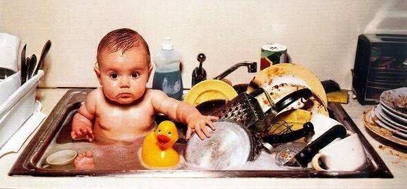 baby in sink