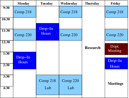 Schedule, Spring 2025