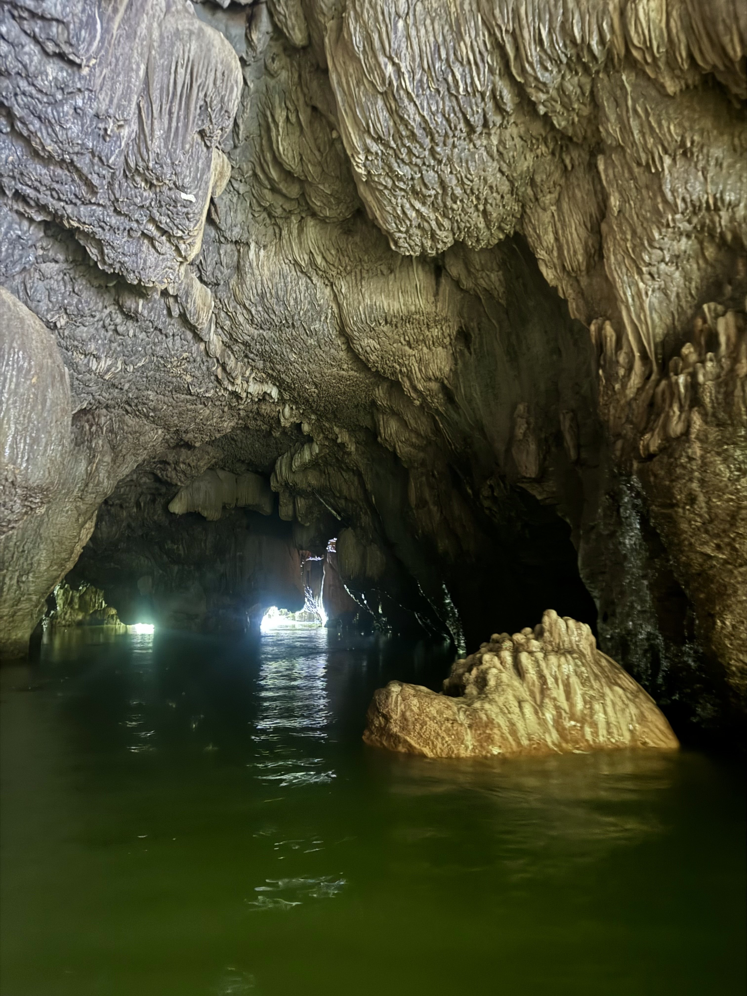 A river flowing through a cave.