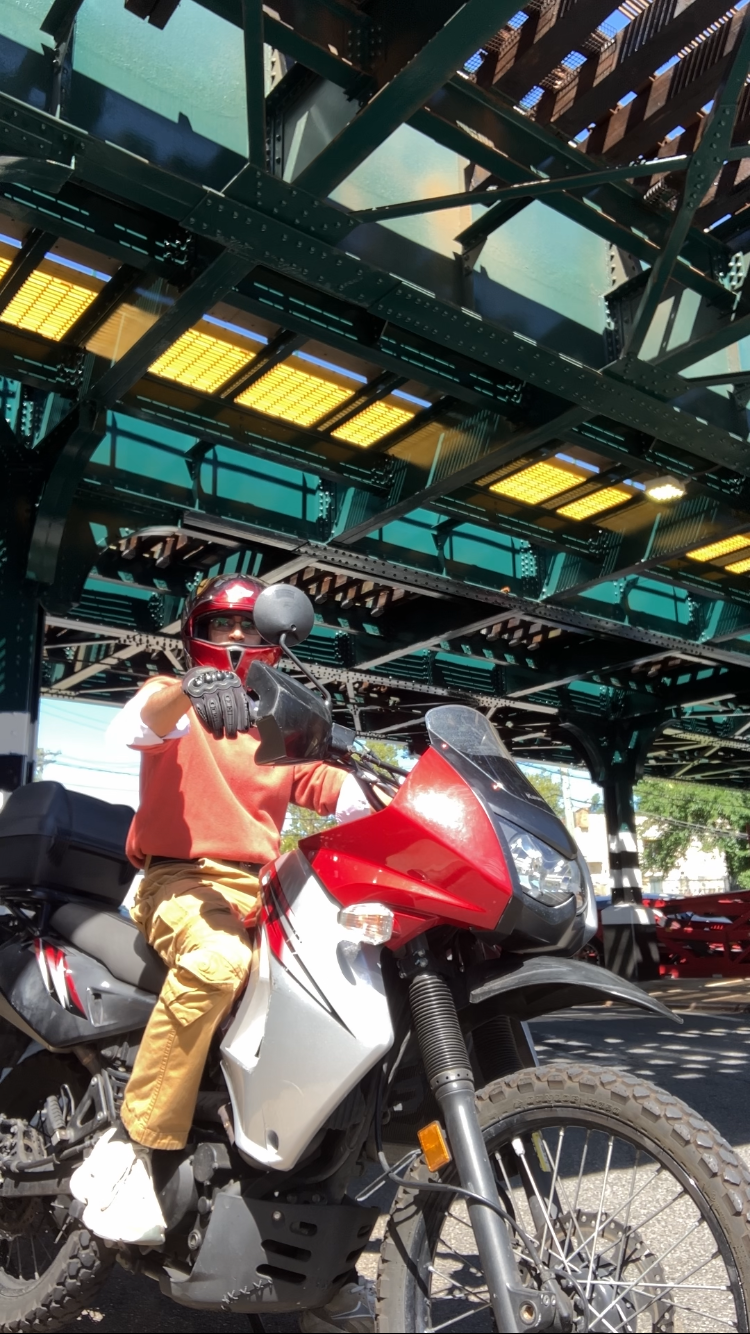 Cool photo of me on the red Kawasaki KLR 650.