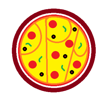 pizza drawing with three P's in it