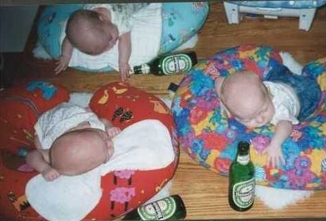 Babies sleeping with drink bottles